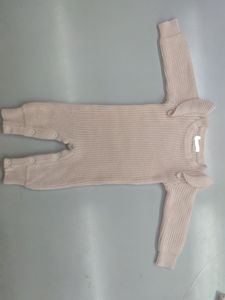 Pagliaccetto Lavorato a Maglia in Cotone Biologico al 100% da Fabbrica per Bimba con Volant Tuta a Maniche Lunghe Completo Pointelle Body per Neonata Maglioncino - Product Image 5