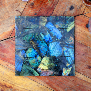 Placa cuadrada de ágata de cuarzo azul de la mejor calidad con borde dorado, piedra preciosa Feng Shui, compra al por mayor desde India - Product Image 3