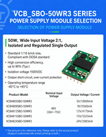 VCB4805SBO-50WR3 VCB4812SBO-50WR3 VCB4824SBO-50WR3 Convertidor DC-DC 1/16 Brick 50W 5V 9V 12V 15V 24V Módulo de Fuente de Alimentación Aislada