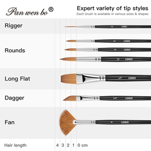 Ensemble de 7 pinceaux professionnels en poils de Kolinsky pour aquarelle, modèles Rigger, à pointe fine, ronds, longs et plats, pour la peinture - Product Image 6