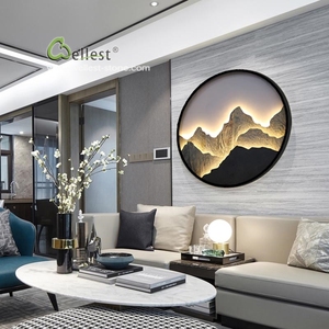 Tranh Đá Siêu Mỏng Mới Về Tranh Phong Cảnh Tròn Để Trang Trí Tường Nền Nội Thất - Product Image 4