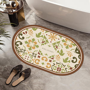 Alfombra de Baño Ovalada de Tierra de Diatomeas Jiao Zhi Yuan con Diseño Floral, Absorbente, Antideslizante, para Entrada de Baño, Lavable, Estilo Americano - Product Image 3