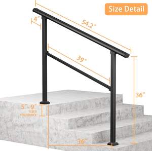 Ngoài trời lan can 1 để 5 bước wrought sắt kim loại tay đường sắt có thể điều chỉnh hiên Kit lan can lan can khung cầu thang tay vịn - Product Image 2