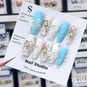 Nouveaux designs, faux ongles de luxe à la mode, marque privée personnalisée, cercueil, diamant, ongles à pression faits à la main - Product Image 4