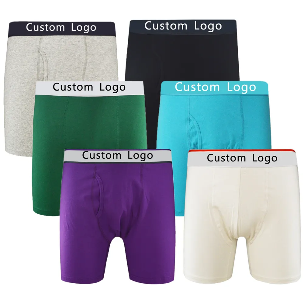 Custom Elastic Waistband Logo Boxer Shorts Briefs Bamboo Fabric White Breathable Plus Size Underwear For Men