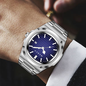 Reloj de Pulsera de Cuarzo para Hombre de Lujo Marca Medeo 855G, Resistente al Agua 3BAR, Acero Inoxidable, Correa Simple de Cuero - Product Image 3