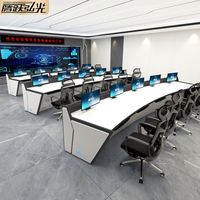 Console de surveillance de sécurité, poste de travail d'opérateur, centre de commande, bureau d'opération pour salle de dispatching d'urgence, contrôle des données