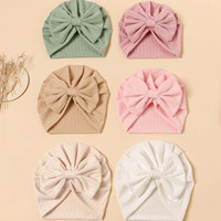 Gorro de Jacquard Elástico de Poliéster para Bebé, Gorro Sin Borde con Lazo Grande, Suave, Transpirable y Cálido para Invierno, Estilo Indio