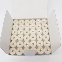 Bobines pré-enroulées de broderie de marque YL en gros, modèle 75D/2, 100 % polyester, taille L, fil à coudre blanc avec côté en papier