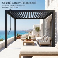 Pergola robuste en aluminium et fer à persiennes 3x4m 3x3m, abri de jardin étanche à toit manuel, pour fournisseur en gros