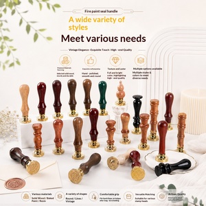 Ensemble de tampons à cire rétro avec manche en <span class=keywords><strong>bois</strong></span>, disponible en or, argent, bronze, or rose et plusieurs couleurs, pour usage de bureau - Product Image 2