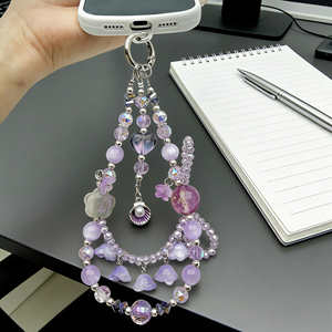 Chaîne de téléphone en perles de luxe légère, pendentif en coquille de <span class=keywords><strong>perle</strong></span>, style tissé, <span class=keywords><strong>cordon</strong></span> de téléphone portable, porte-clés - Product Image 2