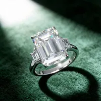 MUSHAN Luxus-Schmuck 925 Sterling Silber Ring für Damen 10ct 10x14mm Zertifizierter Moissanit Diamant D-Farbe Ring Feiner Schmuck