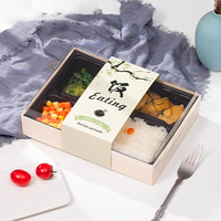 Caja de Madera para Comida para Llevar, Sushi, Postres, Repostería, Tiramisú, Pastel, Envase de Madera para Alimentos