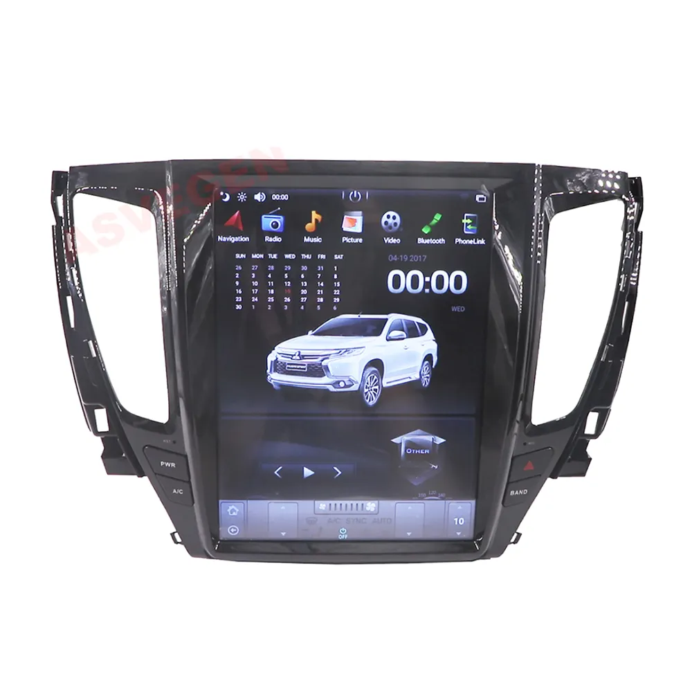 12. Lettore radio audio per auto con sistema multimediale gps per auto con schermo verticale Tesla per Mitsubishi Montero Pajero Sport 2016-2019