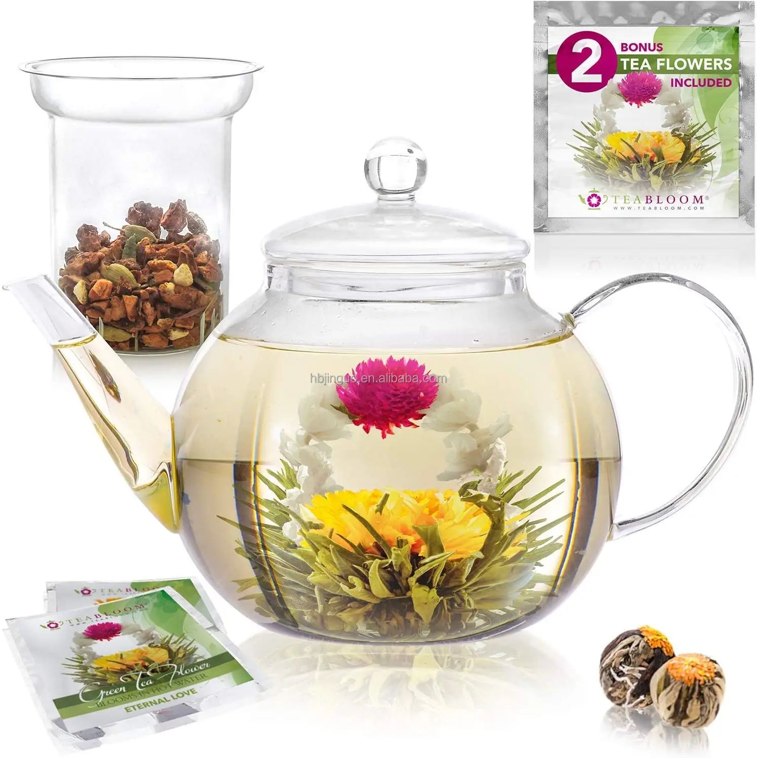 Chinese Organic Flower Beautiful Detox Handmade Healthy Artistic Fruit Blooming Flower Tea Balls With Dried Flower and Green Tea