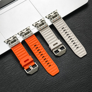 Conector de Metal Mecha, correa de repuesto de silicona suave ultra ancha, correa de reloj deportivo para <span class=keywords><strong>Apple</strong></span> <span class=keywords><strong>Watch</strong></span> Ultra <span class=keywords><strong>2</strong></span> 3 49mm/ <span class=keywords><strong>Watch</strong></span> 10 11 - Product Image 1