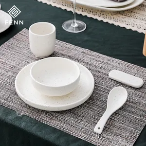 जापानी शैली डाइनिंग सेट रेस्तरां सजावटी Tableware सफेद मैट काले डॉट जर्मनी चीनी मिट्टी के बरतन डिनर सेट