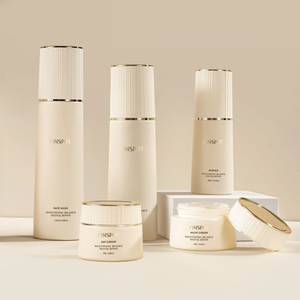 Luxury Empty Creamy White <strong>Cosmetic</strong> Skincare Packaging Glass Bottle Facial Lotion Serum Bottles Face Cream Jars Set With Pump - Product Image 1