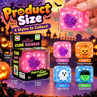 Jouet Squishy Cube Personnalisé Halloween, Anti-stress à Rebond Lent, Jouet Sensoriel, 4 Styles, OEM ODM, Vente en Gros, Cadeau