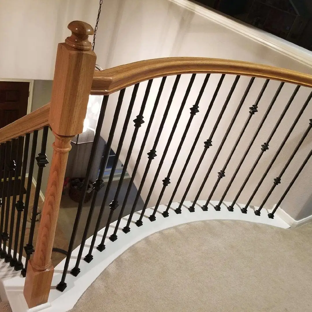 Escalera de acero inoxidable para interiores, balaustres personalizados para decoración de villa, elegante barandilla de hierro forjado