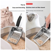 Lelote L-313 Pelle à litière pour chat en acier inoxydable, design moderne et écologique, portable, à petites mailles, avec trou de suspension, pour sable de plage