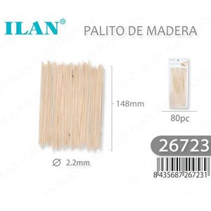 Bastoncini di legno ILAN 148mm diametro 2,2mm confezione da 80 pezzi per artigianato e fai da te - Product Image 1