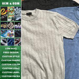 Camiseta de Punto con Cuello Redondo, Estilo Jacquard de Lujo Ligero, Textura Vertical, Unisex, Producción en Pequeños Lotes, Personalizable - Product Image 3