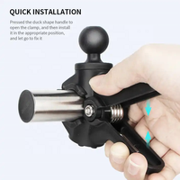 Support universel à pince flexible à mâchoires moyennes avec boule en caoutchouc de 1 "de diamètre, matériau PC fixant les téléphones à toutes les surfaces plates, rails carrés