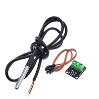 DS18B20 Sensor suhu modul Kit tahan air 100CM kabel Sensor Digital Stainless Steel Probe Terminal adaptor UNTUK Arduino