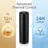 Bouteille d'eau isotherme en acier inoxydable de 500 ml avec affichage de la température LED intelligent, double paroi, anti-fuite, tasse de voyage thermos