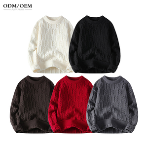 Suéter de Punto Jacquard de Algodón para Hombre, Invierno, Cuello Redondo, Manga Larga, Fabricante OEM/ODM Personalizado - Product Image 3