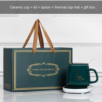 Ensemble de tasse à café en céramique intelligente et chauffe-tasse personnalisé, chauffage électrique 55 ° Tasse à café thermostatique C pour un cadeau promotionnel d'événement festif