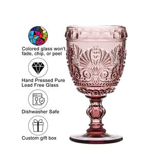 كؤوس نبيذ أحمر أوروبية عتيقة سميكة منقوشة وملونة بالجملة من ساميو، كؤوس نبيذ وردية - Product Image 3
