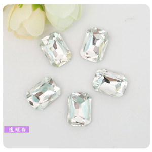 Strass rectangulaires octogonaux en verre 10x14mm, plaqués argent, pour la création de bijoux DIY, accessoires pour boucles d'oreilles - Product Image 5