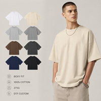 T-shirts imprimés en coton 100% de qualité supérieure 275 GSM, style designer, logo personnalisé, coupe ample et carrée, vêtements amples pour hommes, manches courtes, vente en gros