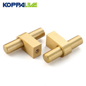 Koppalive Modern kecil T Bar tombol kuningan padat dan pegangan untuk mebel laci lemari dapur pintu - Product Image 3