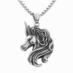 Collar de hombre con colgante de unicornio de acero inoxidable con temática animal para uso diario - Product Image 5