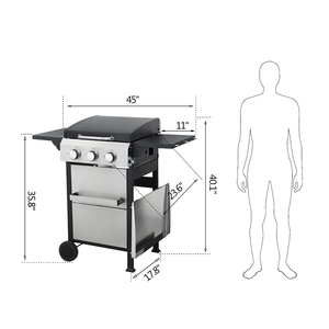 Barbecue au gaz propane OVS à 3 brûleurs, 36900 BTU, en acier inoxydable, <span class=keywords><strong>plancha</strong></span> pour barbecue en plein air avec <span class=keywords><strong>table</strong></span> latérale pliable et panier - Product Image 4