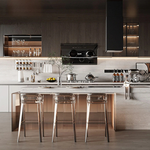 JINGSHUN Ensemble complet d'armoires de cuisine en bois massif, mobilier de cuisine avec idées de design intérieur pour les projets de maisons et de villas - Product Image 1