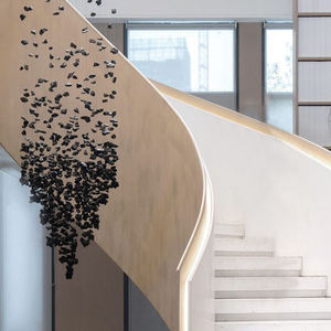 Lustre en bois de charbon de bois noir, long et moderne, luminaire décoratif de plafond, idéal pour un hôtel, un restaurant - Product Image 4