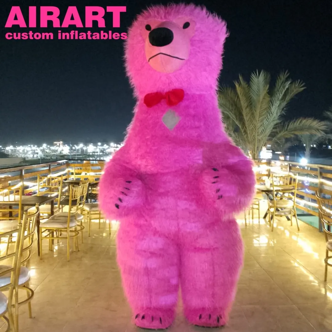 Costumi mascotte di colore rosa abito da esibizione da parata gonfiabile peluche orso polare Costume