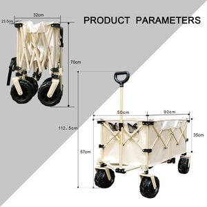Chariot tout-terrain pliable à quatre roues pour le magasinage et le jardinage Chariot de plage et de camping de 200 livres OEM - Product Image 2