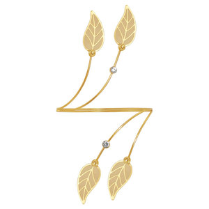 Gold Plated Leaf Cuff <b>Bracelet</b> Women's Bohemian <b>Crystal</b> Rhinestone Alloy Arm Band Party Jewelry - Product Image 3