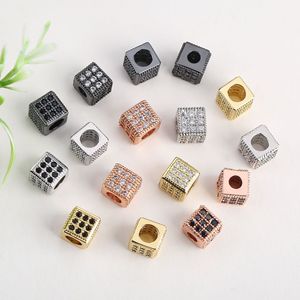 Cuentas espaciadoras cuadradas con microincrustaciones de circonita, chapadas en oro de 18 quilates, para kit de accesorios de fabricación de joyas, pulseras y collares DIY. - Product Image 3