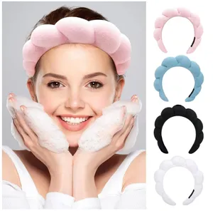 Bandeau Spa éponge avec bracelets pour laver le visage large bandeau rembourré soins de la peau démaquillage douche pour femmes filles