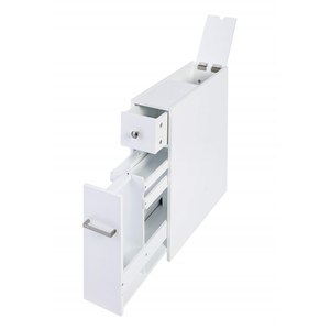 Mobile da Bagno con Cassetto Estraibile, Armadietto Portaoggetti in <span class=keywords><strong>Legno</strong></span> Autoportante con Portarotolo - Product Image 1