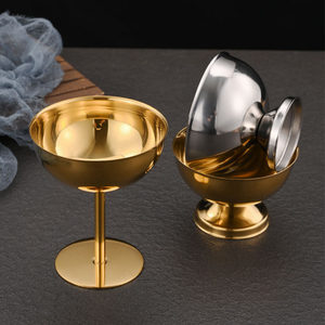 Tazón para Helado en Forma de Copa de Acero Inoxidable con Tallo, Color Metálico, Copa de Postre de Alta Gama para Cafetería y Fiestas - Product Image 2