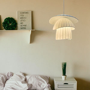 Lustre moderne en fer et soie artificielle à économie d'énergie E26 <span class=keywords><strong>pour</strong></span> la décoration intérieure, corps blanc, garantie de 3 ans - Product Image 4