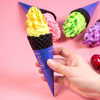 Food Grade Disposablec Ice Cream Sleeve Paper Cone Packaging Gelato Cone Wrapping Sleeve Paper Cup Cones for Ice Craem Shop